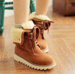Frosted fur boots / snow boots with lace Up